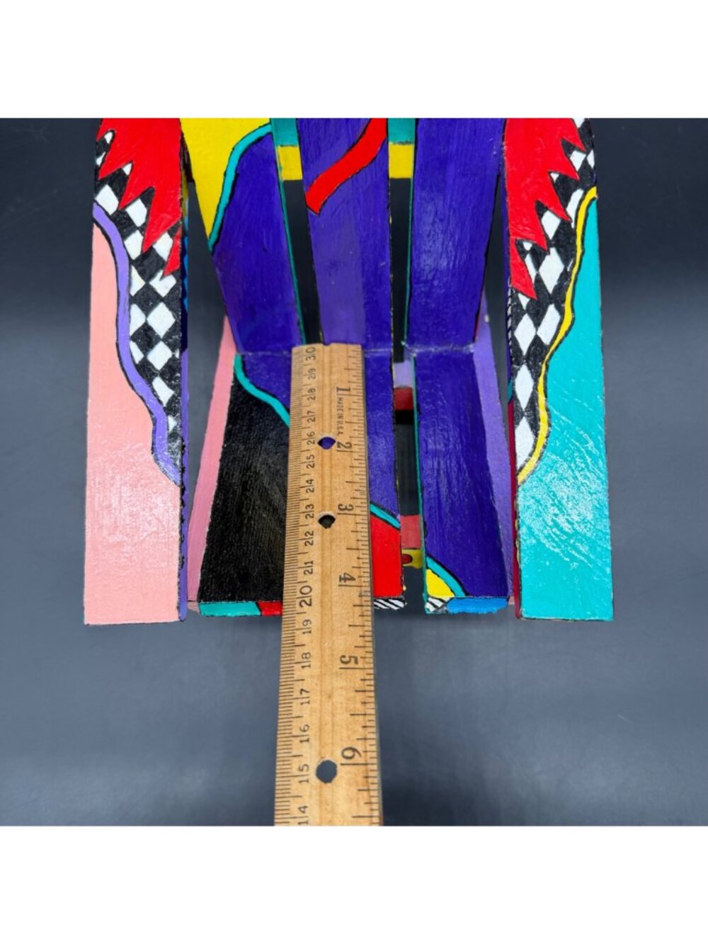 Adirondack Style Chair Doll Miniature 90s Rad Pop Art Abstract Wood Hand Painted - Picture 14 of 15